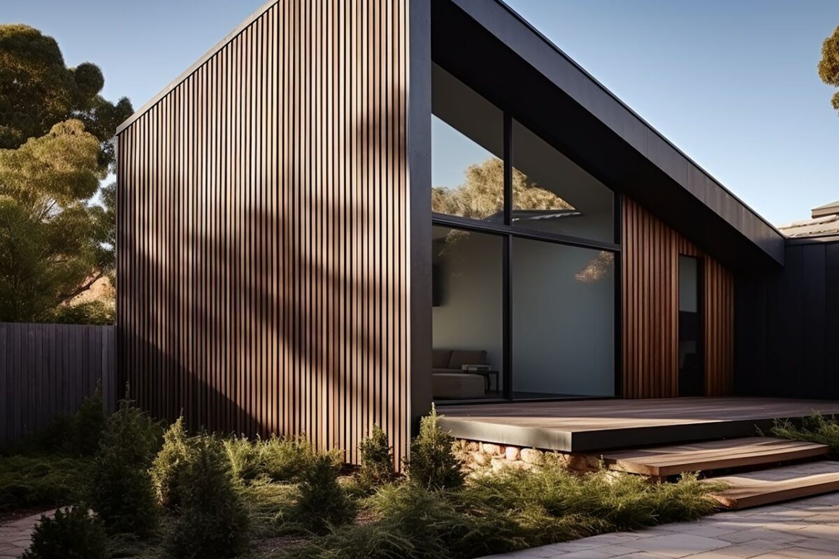 maison avec un bardage en bois composite