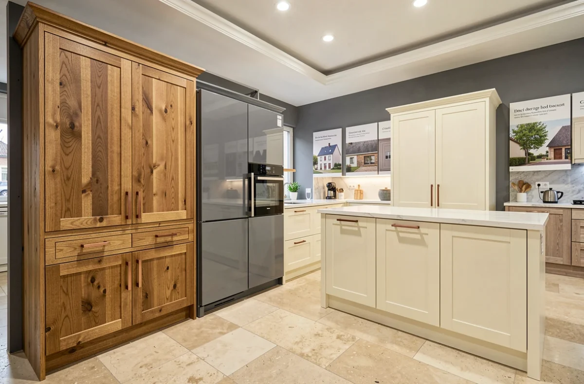 Showroom Ixina présentant une large gamme de styles de cuisines incluant rustique, moderne et classique