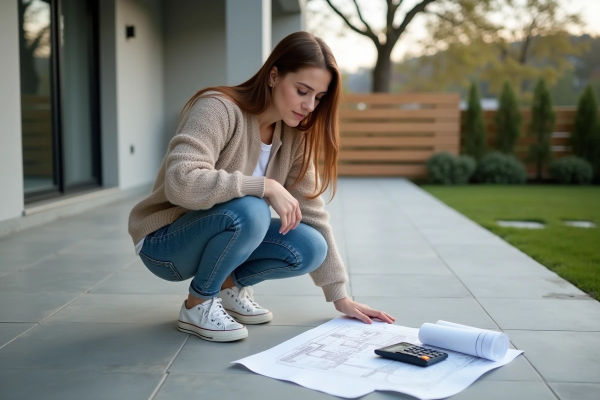 Jeune femme étudie des plans près d