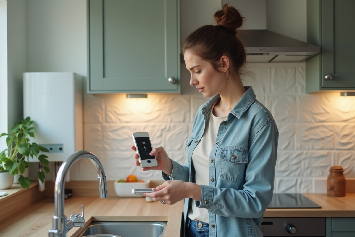 Jeune femme regardant un moniteur d