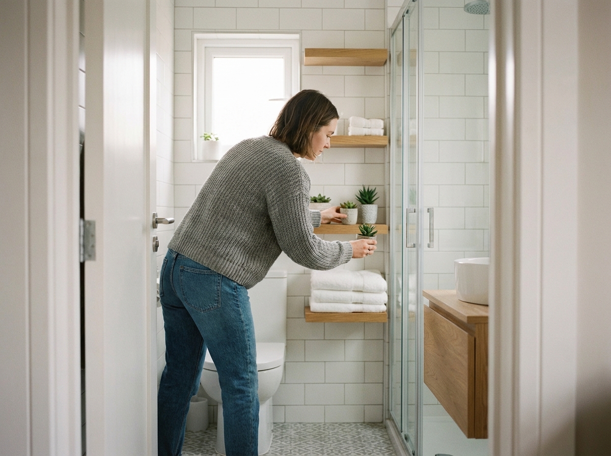 Photo hyperrealiste d'une salle de bain moderne et organisée